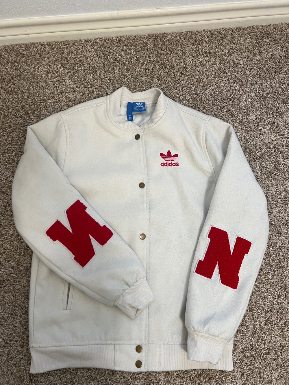 Adidas White Jacket with Red Letter Patches